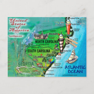 Postale Carte North South Carolina USA