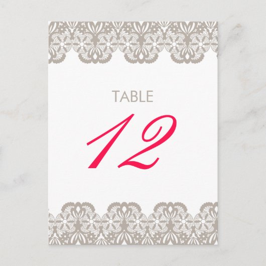 Postale Carte Numéro de la table de dentelle Cappuccino (Devant)