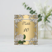 Postale Carte Numéro de tableau Élégant Rose de crème doré (Debout devant)