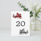 Postale Carte numérotée de table Dragon d'Argent Rouge (Debout devant)