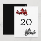 Postale Carte numérotée de table Dragon d'Argent Rouge (Devant / Derrière)