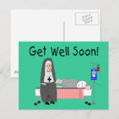 Postale Carte Nun "Get Well Bientôt" (Devant / Derrière)