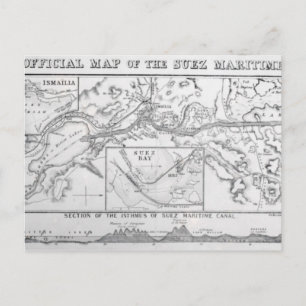Postale Carte officielle du canal maritime de Suez par Wyl