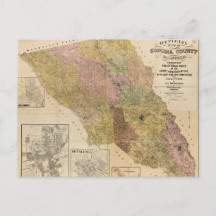 Postale Carte officielle du comté de Sonoma, Californie (1