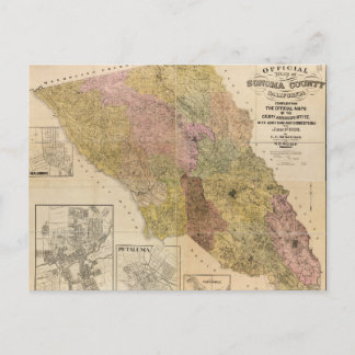 Postale Carte officielle du comté de Sonoma, Californie (1