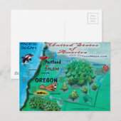 Postale Carte Oregon USA (Devant / Derrière)