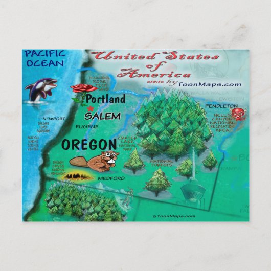 Postale Carte Oregon USA (Devant)