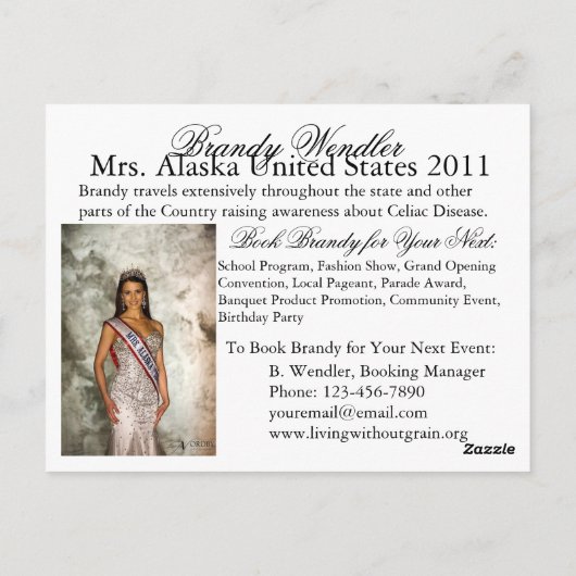 Postale Carte Pageant Autograph/Comp (Dos)
