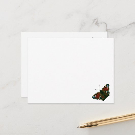 Postale Carte Papillon Peacock (Devant/Arrière en situation)