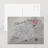 Postale Carte Paris (Devant / Derrière)