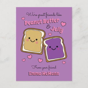 Postale Carte PBJ Valentine Beurre d'arachide Jelly