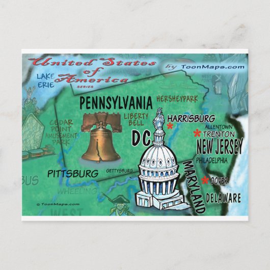 Postale Carte Pennsylvania USA (Devant)