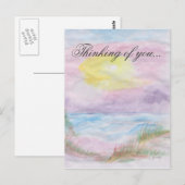 Postale Carte "Penser à vous" ~ Scène du coucher du soleil (Devant / Derrière)