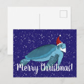 Postale Carte père Noël Christmas Sea Turtle (Devant / Derrière)