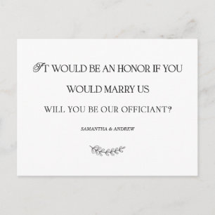 Postale Carte personnalisée d'officiant de mariage élégant