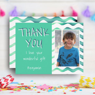 Postale Carte Photo Anniversaire Merci Enfants Vert