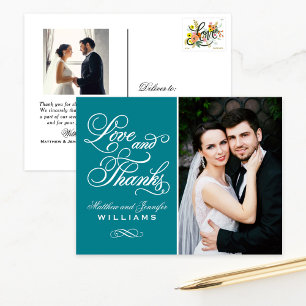 Postale Carte photo de mariage Teal Blue Ornate Love et Me