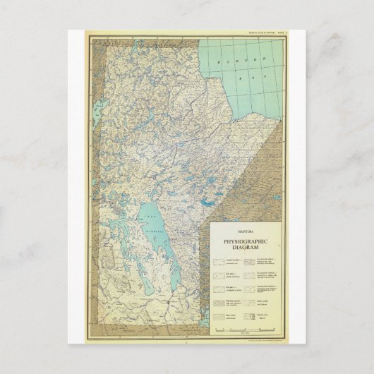 Postale Carte Physiographique du Manitoba au Canada en 186 (Devant)