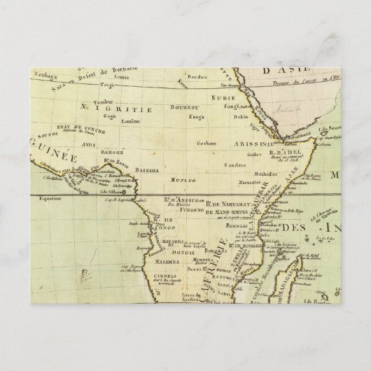 Postale Carte physique de l'Afrique (Devant)