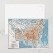 Postale Carte physique de l'Asie (1916) (Devant / Derrière)