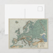 Postale Carte physique de l'Europe (Devant / Derrière)