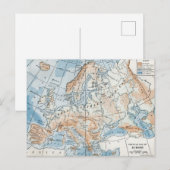 Postale Carte physique de l'Europe (1916) (Devant / Derrière)