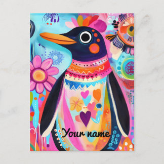 Postale Carte pingouin personnalisée : Arctique coloré