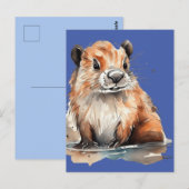 Postale Carte Plat castor mignonne (Devant / Derrière)