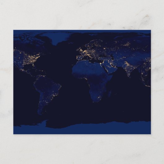 Postale Carte plate de la Terre montrant les lumières des  (Devant)