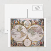 Postale Carte polaire à double hémisphère (Devant / Derrière)