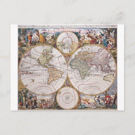 Postale Carte polaire à double hémisphère (Devant)