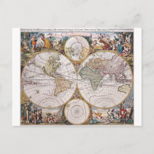 Postale Carte polaire à double hémisphère