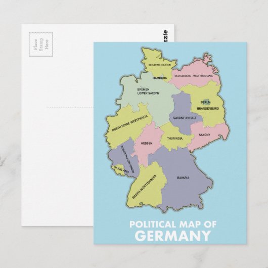 Postale Carte politique de l'Allemagne (Devant / Derrière)