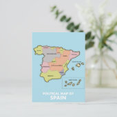 Postale Carte politique de l'Espagne. (Debout devant)