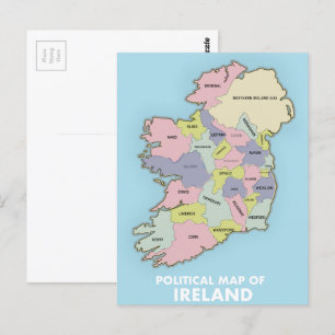 Postale Carte Politique De L'Irlande.