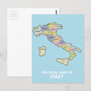 Postale Carte politique de l'Italie