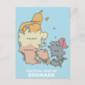 Postale Carte politique du Danemark (Devant)