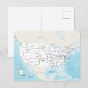 Postale Carte politique numérique des États-Unis.