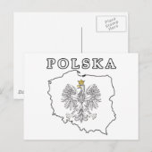 Postale Carte Polska avec aigle (Devant / Derrière)