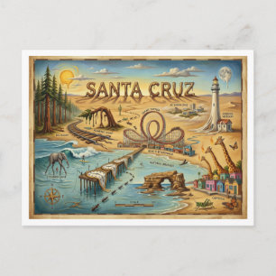 Postale Carte pop art de Santa Cruz – Repère côtier audaci