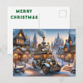 Postale Carte Pos de bus de Noël Steampunk (Devant / Derrière)