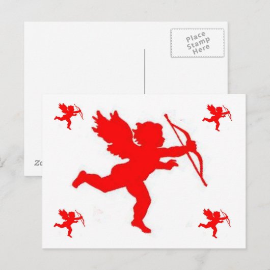 Postale Carte Post Cupid Red Plain (Devant / Derrière)