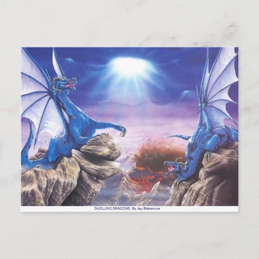 POSTALE CARTE POST DUELING DRAGONS (Devant)