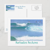 Postale carte postale/BARBADOS BECKONS/ CACHAGE DE VAGUES (Devant / Derrière)