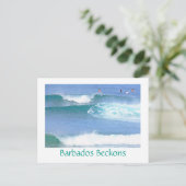 Postale carte postale/BARBADOS BECKONS/ CACHAGE DE VAGUES (Debout devant)