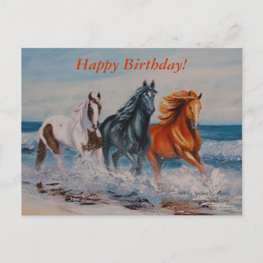 Postale Carte postale, Chevaux dans le Surf (Devant)