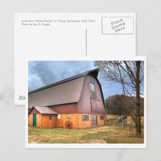 Postale Carte postale, étable Anderson (Devant / Derrière)