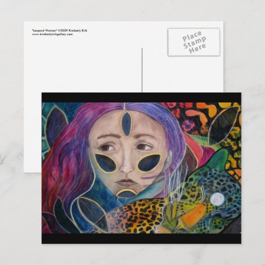 Postale Carte postale: "Femme léopard" (Devant / Derrière)