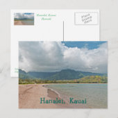 Postale carte postale, "HANALEI BEACH, KAUAI" (Devant / Derrière)