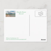 Postale carte postale, "HANALEI BEACH, KAUAI" (Dos)